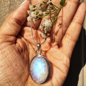 Large Moonstone Pendant - Sterling Silver